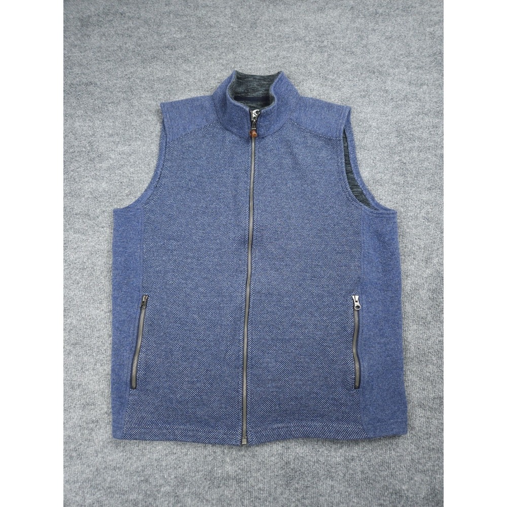 Overland Vest Mens Large Blue Wool Blend Full Zip Pockets High Neck